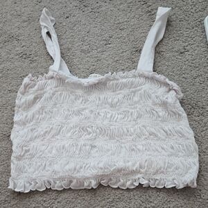 American Eagle Outfitters Cream Ruffled Camisole